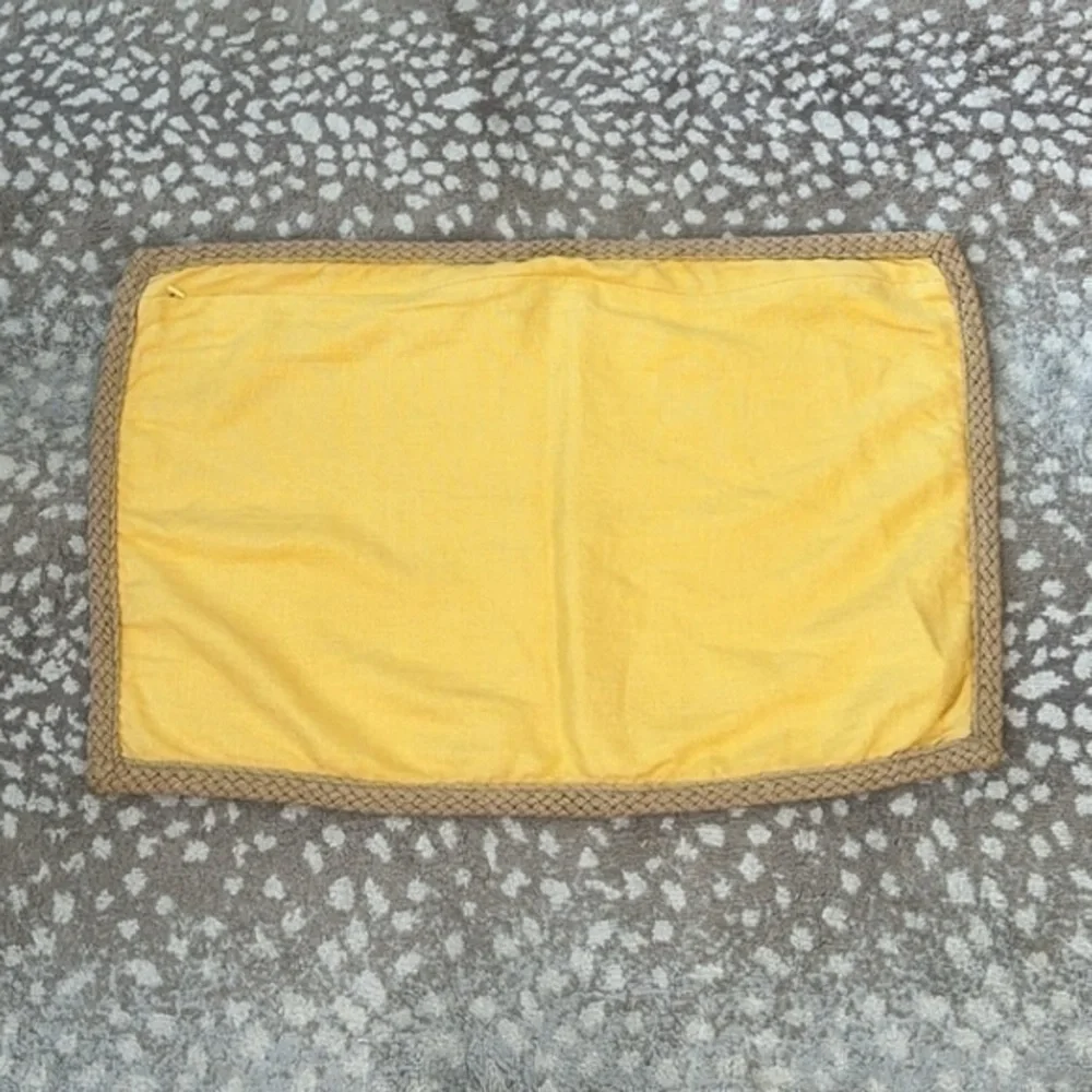 Pottery Barn Sunflower Yellow 100% Linen Braided Trim Pillow Cover‎ 16 x 26